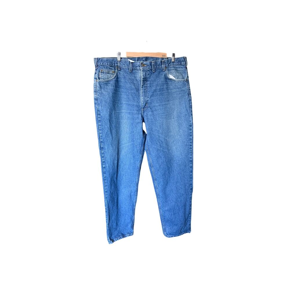 Vintage Carhartt men’s 100% cotton denim jeans blue collar workwear 44X32 rugged